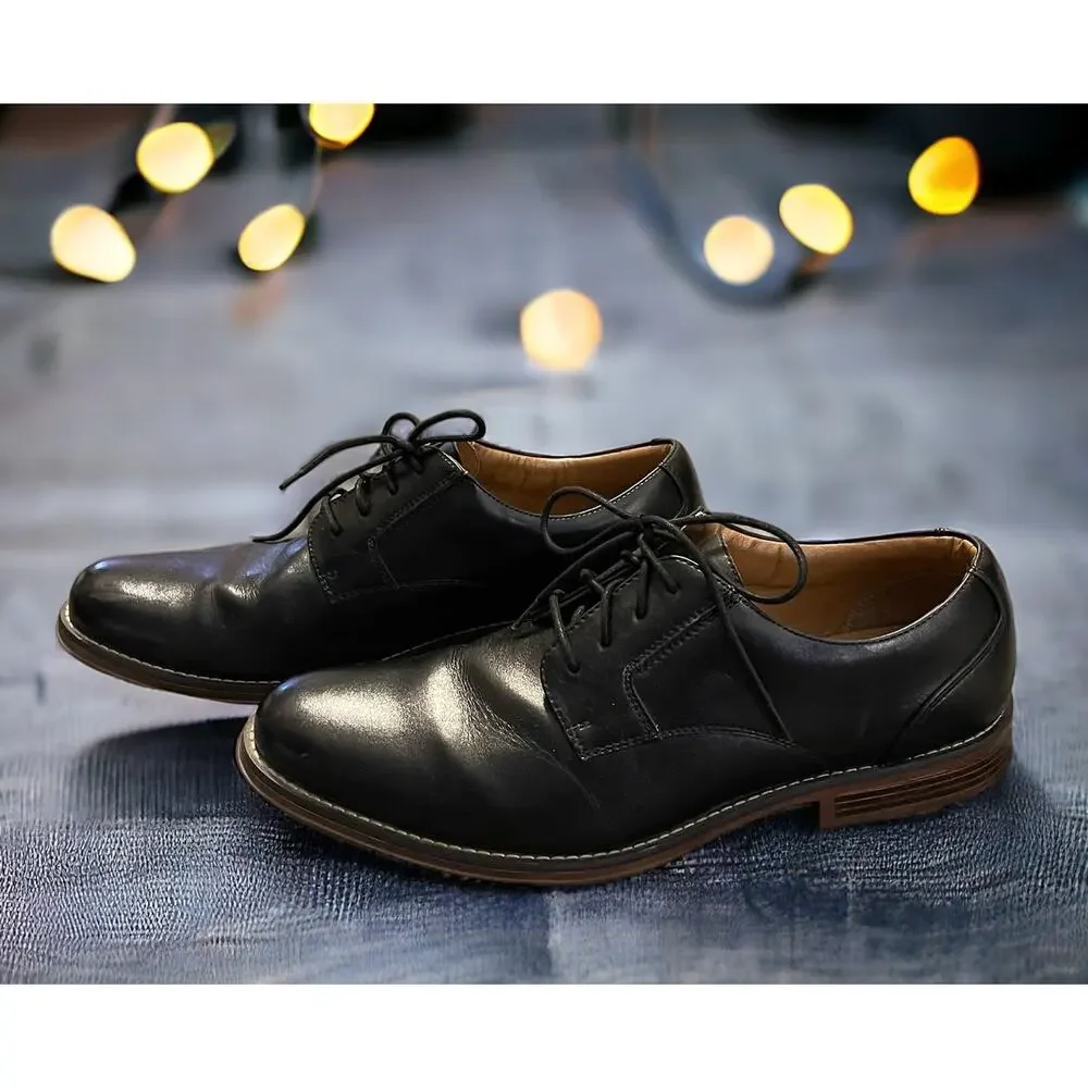 Dockers Mens Baytown Leather Dress Black Oxford Lace Up Shoes Size 12 M Modern